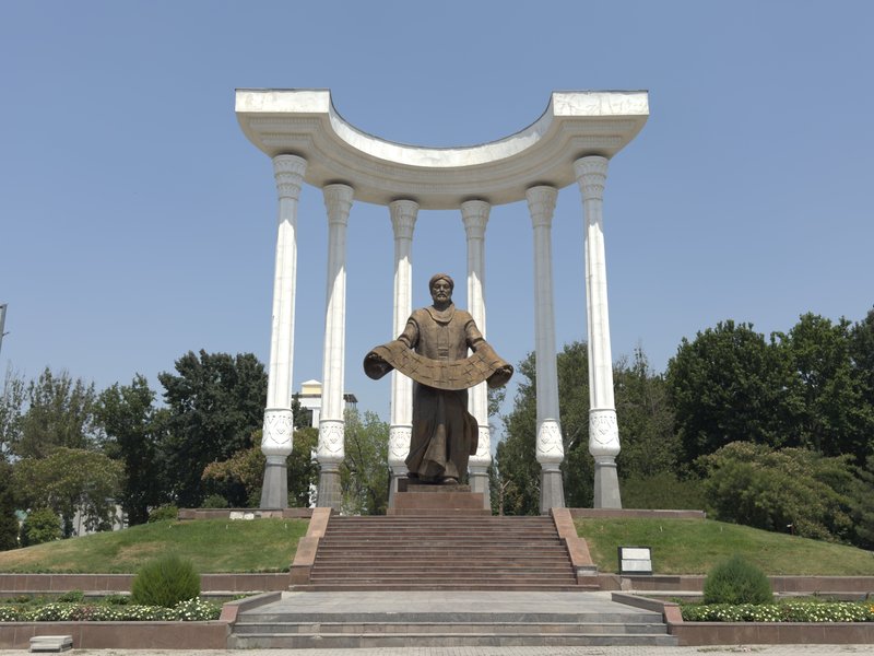 Statue of astronomer Ahmad al-Farghani in the central park of Fergana city