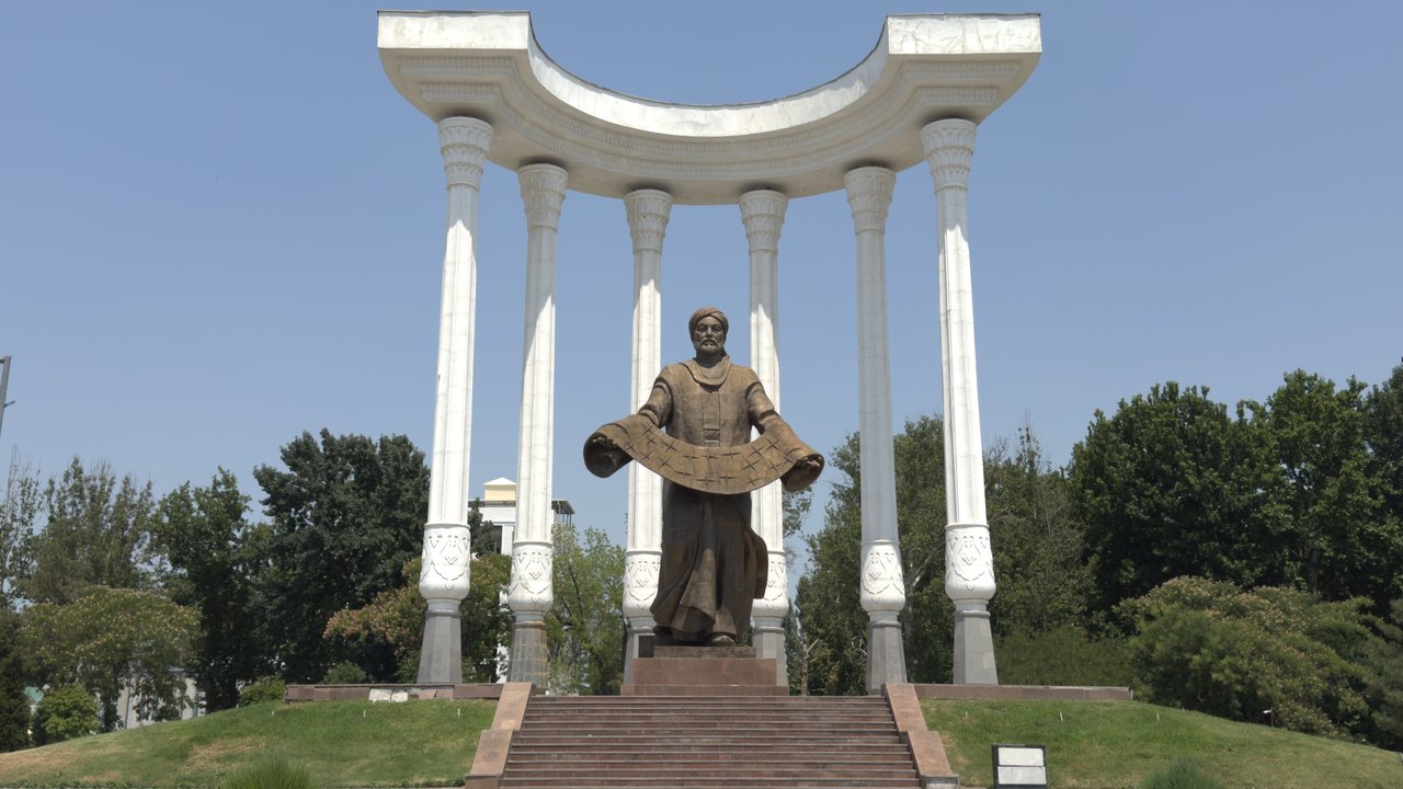 Statue of astronomer Ahmad al-Farghani in the central park of Fergana city