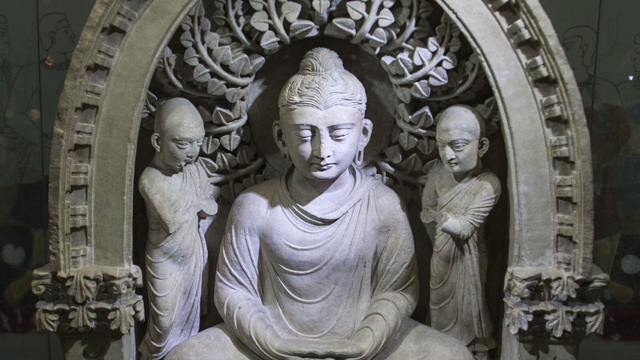 Buddhist relief figures from Fayaztepa, an archaeological site near Termez, on display at the Termez Archaeological Museum
