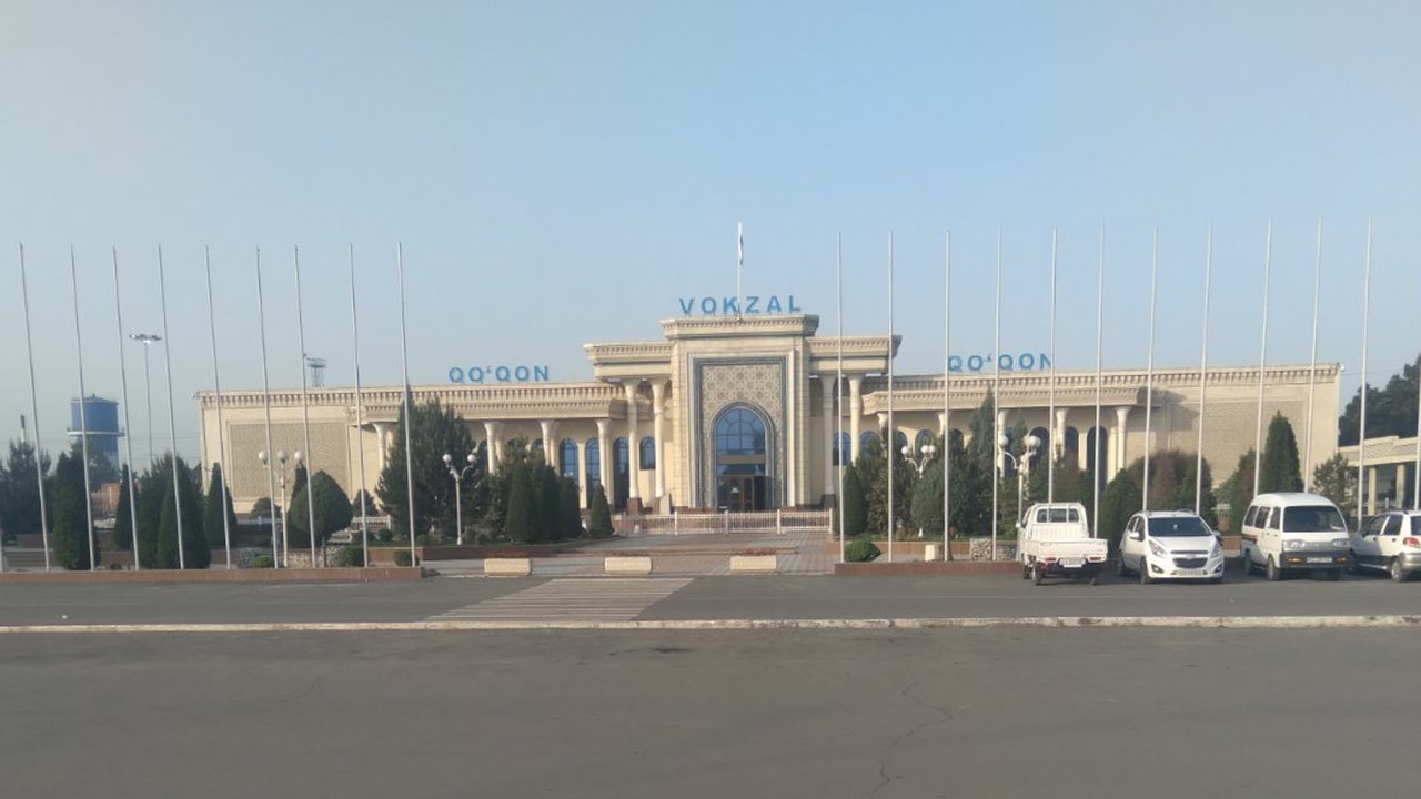 Platform view at Kokand railway station, western Fergana Valley