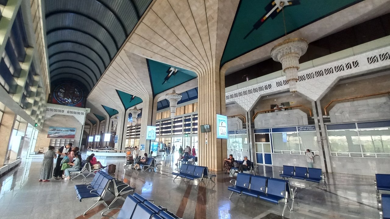 Samarkand Railway Station passenger waiting hall interior