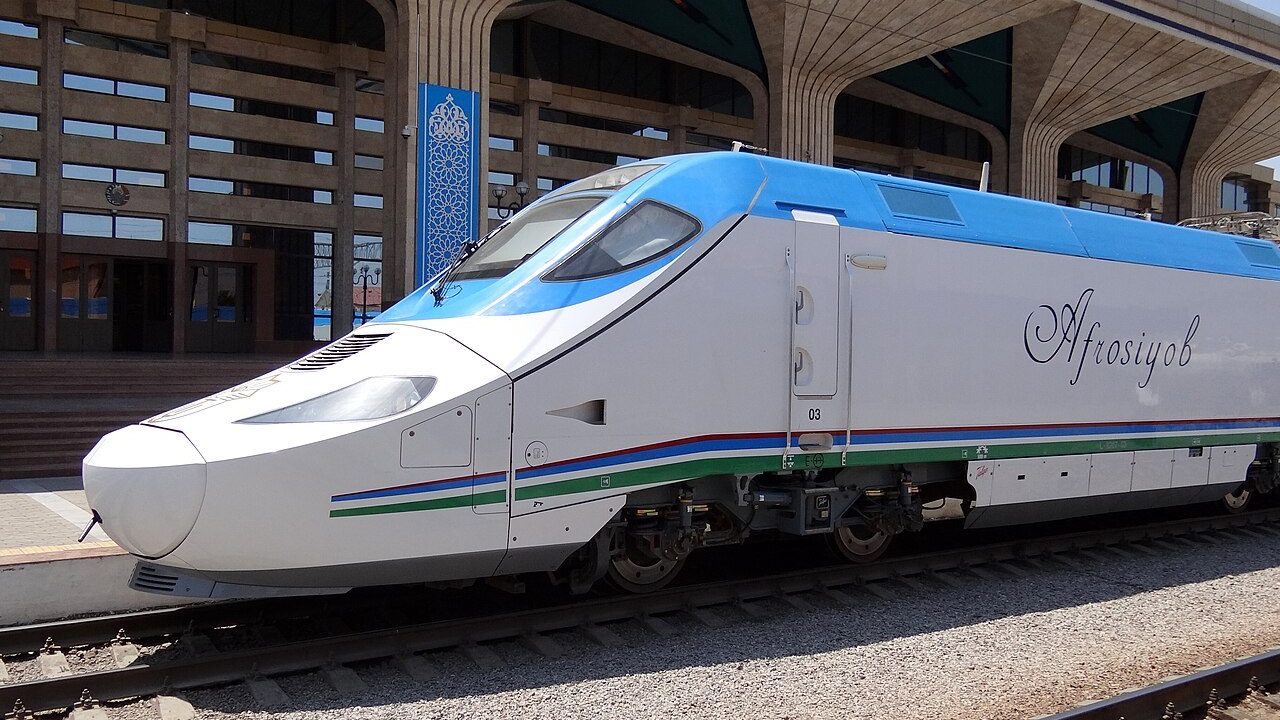 Afrosiyob high-speed train at Samarkand railway station